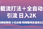 截流打法＋全自动引流 日入2K 保姆级教程 小白必做 附网赚项目通用公式